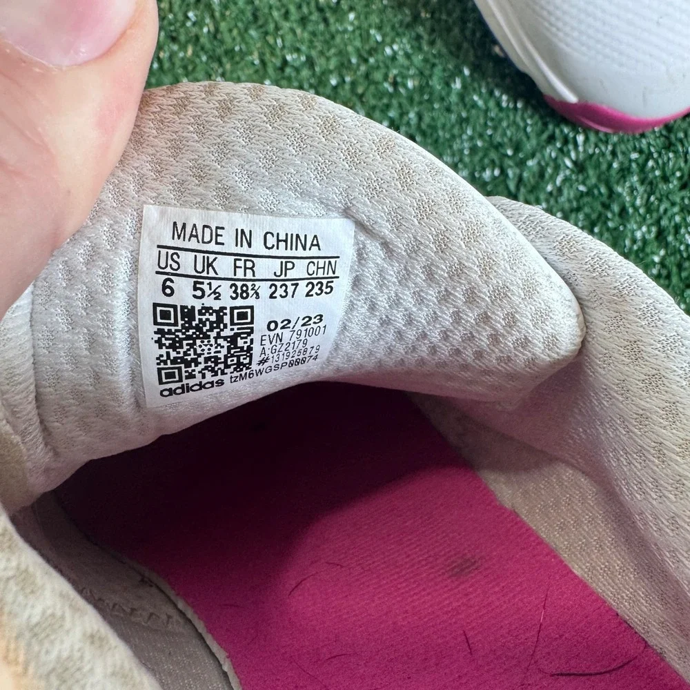 Adidas ZG23 Womens Golf Shoes White Pink Blue‎ Spiked Size 6